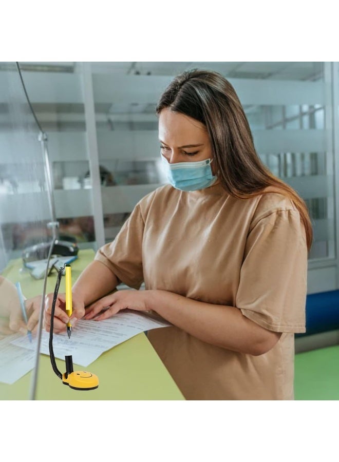 قلمان آمنان للعداد، مزودان بحبل بلاستيكي متين مثبت على قاعدة لاصقة خلفية، مع حامل أقلام بتصميم وجه مبتسم، مناسب للمنزل، مكان العمل، المدرسة، والمكتب. - Image 5